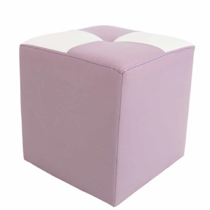 Taburet Cool, mov/alb, piele ecologica, 36x35x35 cm - imagine 7