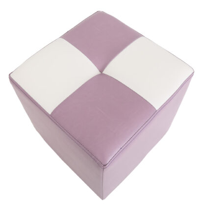 Taburet Cool, mov/alb, piele ecologica, 36x35x35 cm - imagine 8