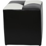 Taburet Cool, negru/alb, piele ecologica, 36x35x35 cm - imagine 3