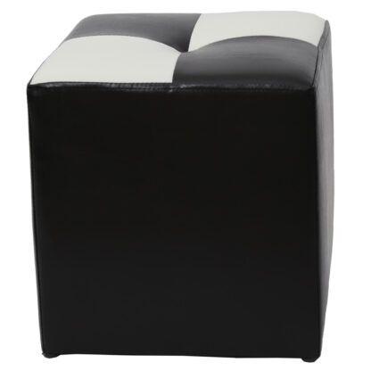 Taburet Cool, negru/alb, piele ecologica, 36x35x35 cm - imagine 3