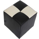 Taburet Cool, negru/crem, piele ecologica, 36x35x35 cm - imagine 3