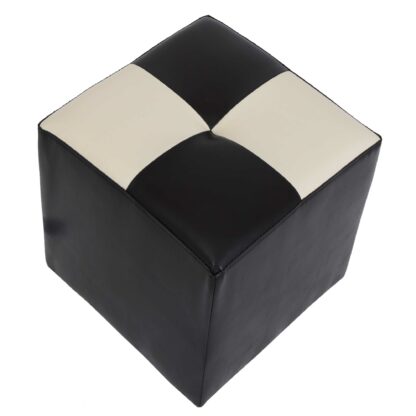 Taburet Cool, negru/crem, piele ecologica, 36x35x35 cm - imagine 3
