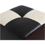 Taburet Cool, negru/crem, piele ecologica, 36x35x35 cm - imagine 4