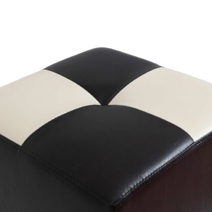 Taburet Cool, negru/crem, piele ecologica, 36x35x35 cm - imagine 4