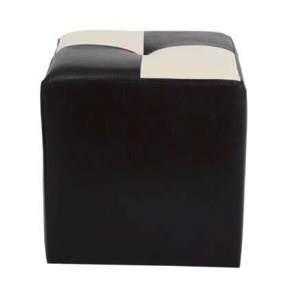 Taburet Cool, negru/crem, piele ecologica, 36x35x35 cm - imagine 2