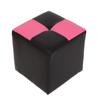 Taburet Cool, negru/roz, piele ecologica, 36x35x35 cm - imagine 3