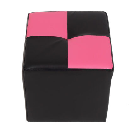 Taburet Cool, negru/roz, piele ecologica, 36x35x35 cm - imagine 4