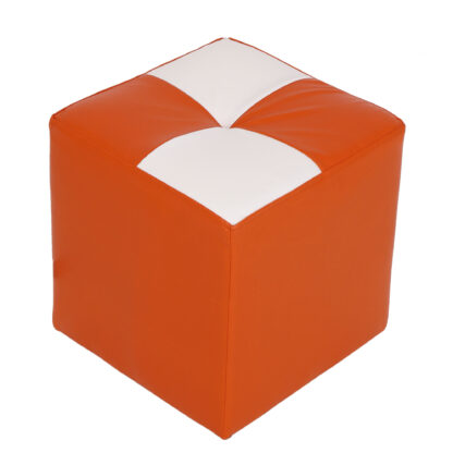 Taburet Cool, portocaliu/alb, piele ecologica, 36x35x35 cm - imagine 2