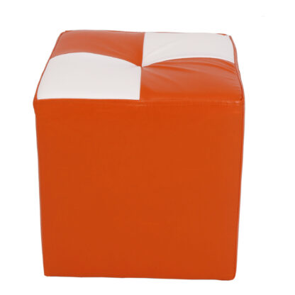 Taburet Cool, portocaliu/alb, piele ecologica, 36x35x35 cm - imagine 3