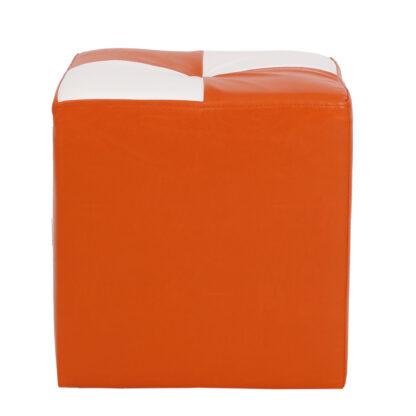 Taburet Cool, portocaliu/alb, piele ecologica, 36x35x35 cm - imagine 4