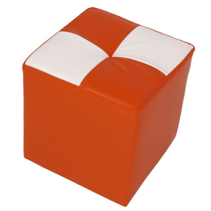 Taburet Cool, portocaliu/alb, piele ecologica, 36x35x35 cm - imagine 5