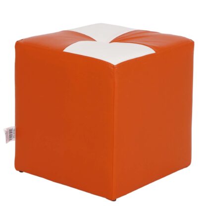 Taburet Cool, portocaliu/alb, piele ecologica, 36x35x35 cm - imagine 6