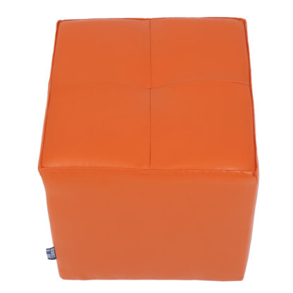 Taburet Cool, portocaliu, piele ecologica, 36x35x35 cm - imagine 4