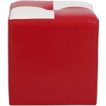 Taburet Cool, rosu/alb, piele ecologica, 36x35x35 cm - imagine 2