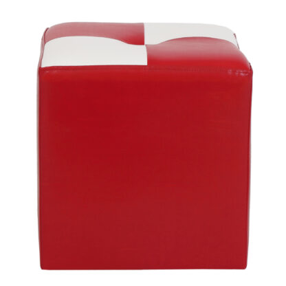 Taburet Cool, rosu/alb, piele ecologica, 36x35x35 cm - imagine 2