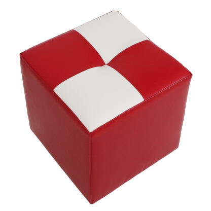 Taburet Cool, rosu/alb, piele ecologica, 36x35x35 cm - imagine 3