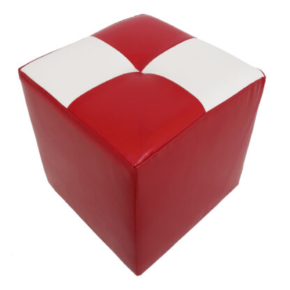 Taburet Cool, rosu/alb, piele ecologica, 36x35x35 cm - imagine 4