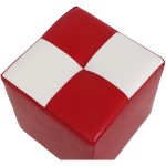 Taburet Cool, rosu/alb, piele ecologica, 36x35x35 cm - imagine 5