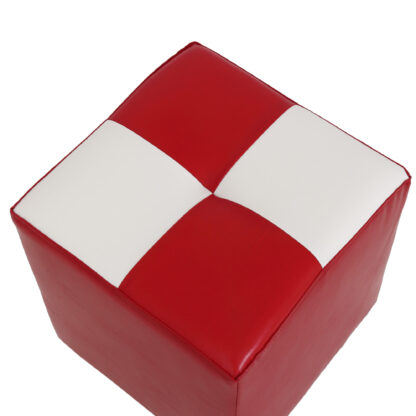 Taburet Cool, rosu/alb, piele ecologica, 36x35x35 cm - imagine 5
