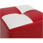 Taburet Cool, rosu/alb, piele ecologica, 36x35x35 cm - imagine 6