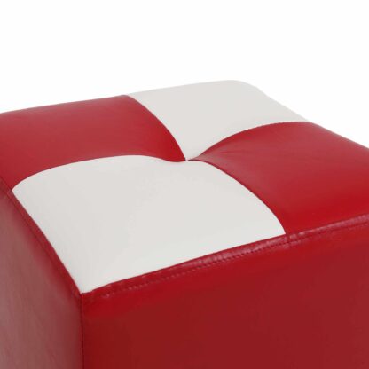Taburet Cool, rosu/alb, piele ecologica, 36x35x35 cm - imagine 6