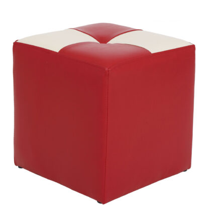 Taburet Cool, rosu/crem, piele ecologica, 36x35x35 cm