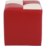 Taburet Cool, rosu/crem, piele ecologica, 36x35x35 cm - imagine 3