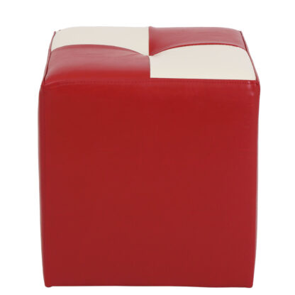 Taburet Cool, rosu/crem, piele ecologica, 36x35x35 cm - imagine 3
