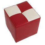 Taburet Cool, rosu/crem, piele ecologica, 36x35x35 cm - imagine 4