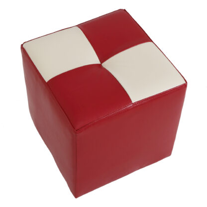 Taburet Cool, rosu/crem, piele ecologica, 36x35x35 cm - imagine 4
