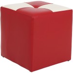 Taburet Cool, rosu/crem, piele ecologica, 36x35x35 cm - imagine 5