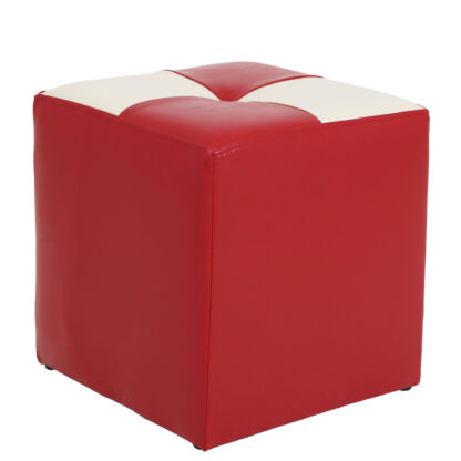 Taburet Cool, rosu/crem, piele ecologica, 36x35x35 cm - imagine 5
