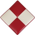 Taburet Cool, rosu/crem, piele ecologica, 36x35x35 cm - imagine 6