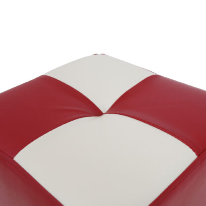Taburet Cool, rosu/crem, piele ecologica, 36x35x35 cm - imagine 2