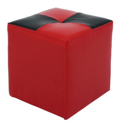 Taburet Cool, rosu/negru, piele ecologica, 36x35x35 cm