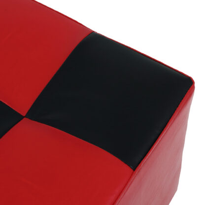 Taburet Cool, rosu/negru, piele ecologica, 36x35x35 cm - imagine 4