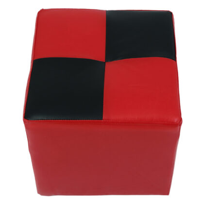 Taburet Cool, rosu/negru, piele ecologica, 36x35x35 cm - imagine 5