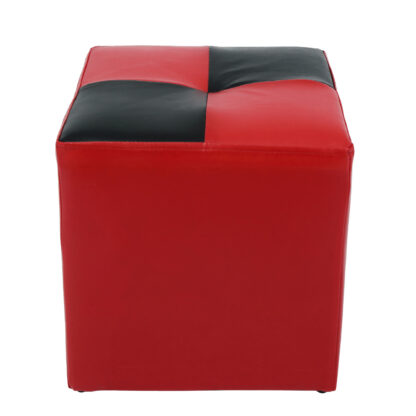 Taburet Cool, rosu/negru, piele ecologica, 36x35x35 cm - imagine 2