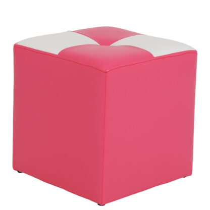 Taburet Cool, roz/alb, piele ecologica, 36x35x35 cm