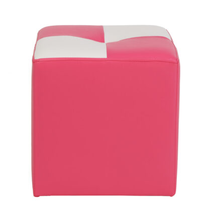 Taburet Cool, roz/alb, piele ecologica, 36x35x35 cm - imagine 3