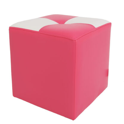 Taburet Cool, roz/alb, piele ecologica, 36x35x35 cm - imagine 2