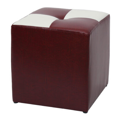 Taburet Cool, visiniu/alb, piele ecologica, 36x35x35 cm