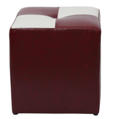 Taburet Cool, visiniu/alb, piele ecologica, 36x35x35 cm - imagine 3
