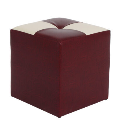 Taburet Cool, visiniu/crem, piele ecologica, 36x35x35 cm