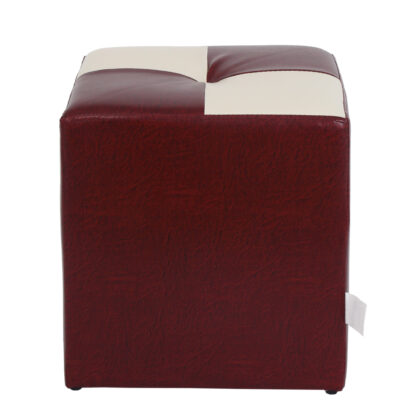 Taburet Cool, visiniu/crem, piele ecologica, 36x35x35 cm - imagine 3