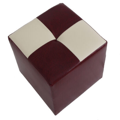 Taburet Cool, visiniu/crem, piele ecologica, 36x35x35 cm - imagine 4