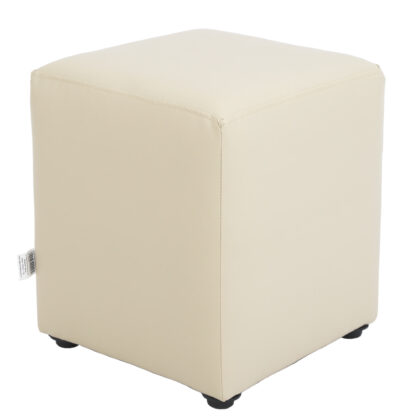 Taburet Cube, crem, piele ecologica, 45x38x38 cm