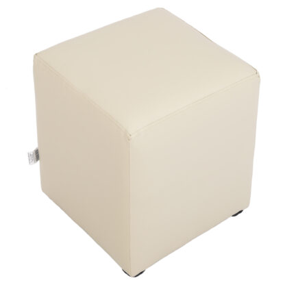 Taburet Cube, crem, piele ecologica, 45x38x38 cm - imagine 3