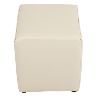 Taburet Cube, crem, piele ecologica, 45x38x38 cm - imagine 5
