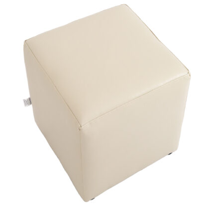 Taburet Cube, crem, piele ecologica, 45x38x38 cm - imagine 2
